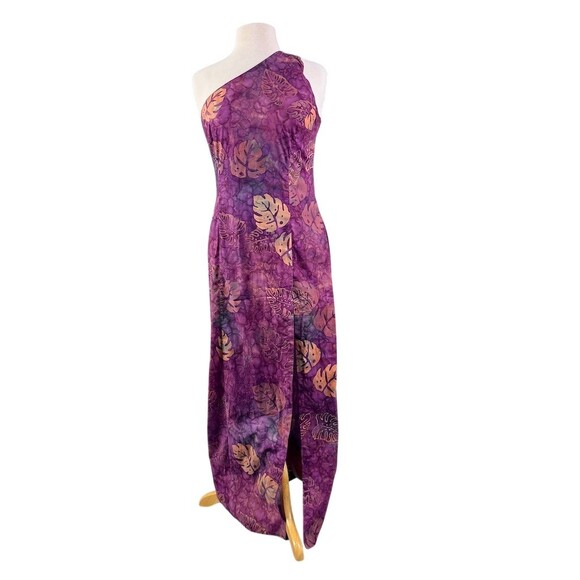 TropiCouture Dresses & Skirts - TropiCouture Womens Cotton Maxi Dress Size M Purple Batik Tropical Leaf One